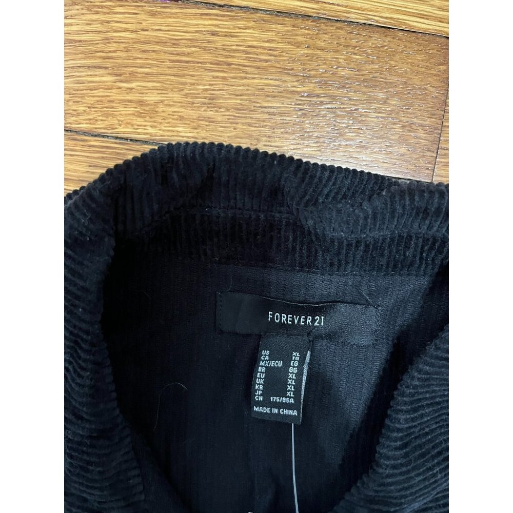 Forever 21 Corduroy Jacket Cropped Black Coat Women's Size XL NWT $29.99 - Picture 2 of 5